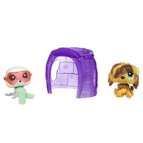 Petshop Les Frileux Phoque Blanc & Bobtail Labri Marron Avec Igloo / Pet Shop #1076 #1077 Pack