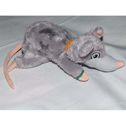 Rat Souris Doudou Peluche Ratatouille Gris Rose Étoile 17 Cms + Queue 13 Cms