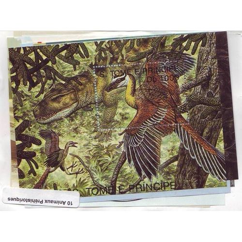 Animaux Prehistoriques - Lot De 10 Blocs Feuillets Differents - Tous Pays