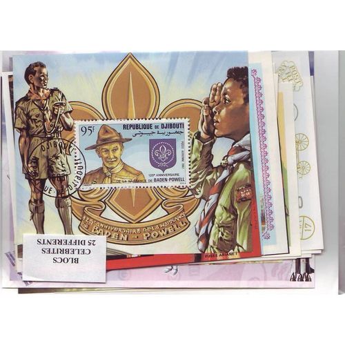 Celebrites - Lot De 25 Blocs Feuillets Differents - Tous Pays