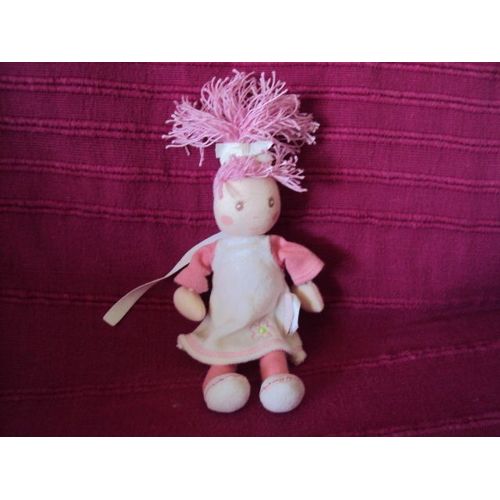 Doudou Poupée Kaloo Tissus Rose /Ecru  20cm