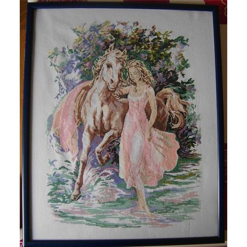 Broderie Fait Main" Aquarella" Sur Toile Aïda