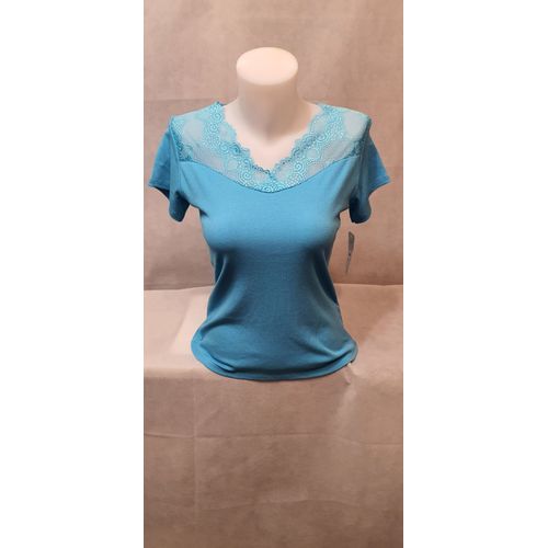 T-Shirt Turquoise Dentelle Femme New Sunshine Paris Taille Unique