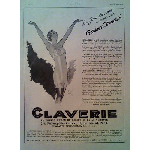 Publicite Ancienne (1er Mai 1937) Pour Les Gaines, Les Corsets Et Les Ceintures " Claverie "