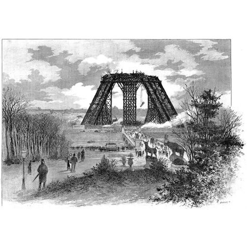 La Tour Eiffel En Construction : État Des Travaux En 1888 Depuis Le Trocadero