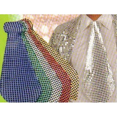 Cravate Paillettes Couleur Or Jaune  44 X 18 Cm + Ficelle Deguisement Clown Disco
