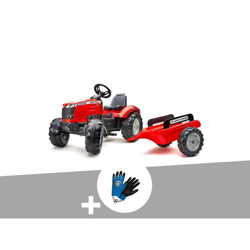 Tracteur Enfant Massey Ferguson 3 À 7 Ans Falk + Gants
