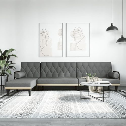 Vidaxl Canapé-Lit En Forme De L Gris Foncé 260x140x70 Cm Tissu