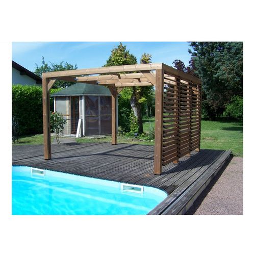 Pergola Thermauvent En Bois Avec Vantelles Mobiles Sur Mur
