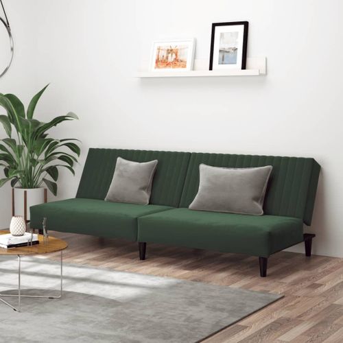 Vidaxl Canapé-Lit À 2 Places Vert Foncé Velours