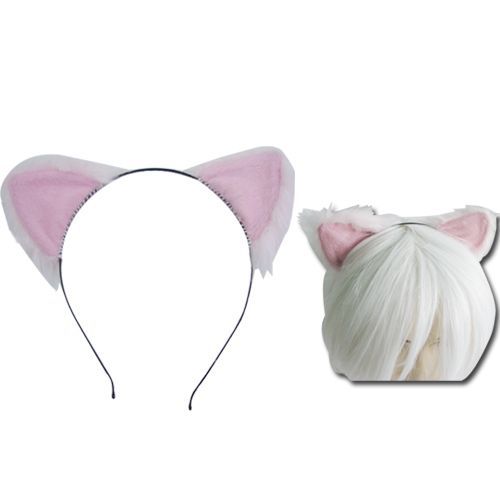 Serre Tête Oreille Chat Rose Blanc Pour Cosplay Déguisement