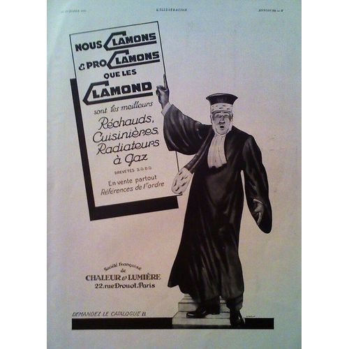 Publicite Ancienne (Octobre 1930) Pour Les Rechauds, Cuisinieres Et Radiateurs A Gaz " Clamond "