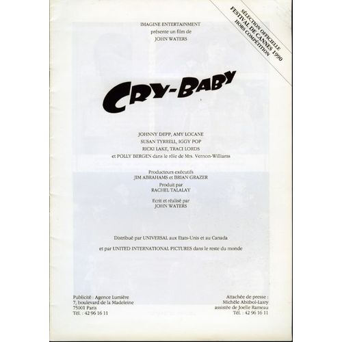 Cry Baby - John Waters - Dossier De Presse Du Film   N° 0 : Johnny Depp - Iggy Pop