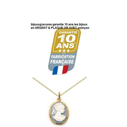 Pendentif Camay Bleu Plaqué Or 750/000 Chaine Offerte