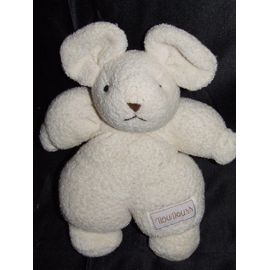 Souris Nounours Doudou Blanc Cassé Bouclettes Grelot Peluche 24 Cm