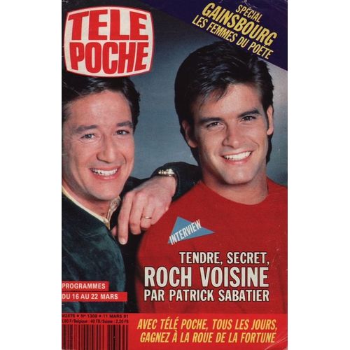 Télé Poche / 11-03-1991   N° 1309 : Roch Voisine (5p) - Robert Redford (2p) - Serge Gainsbourg (4p) - Sophie Marceau (2p)