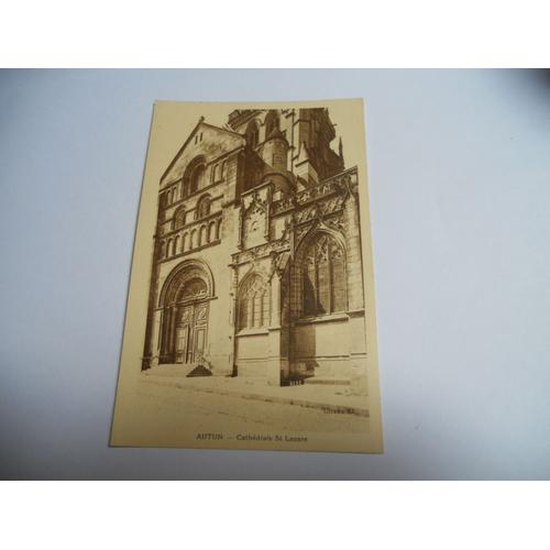 Dep 71 Saone Et Loire Carte Ancienne En Marron Sans Ecriture Autun Cathedrale St Lazare Edit Bourgeois Giraux//Tbe