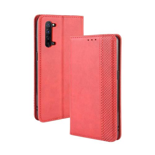 Étui Pour Oppo Find X2 Lite Portefeuille Fermeture Magnétique Cuir Pu - Rouge