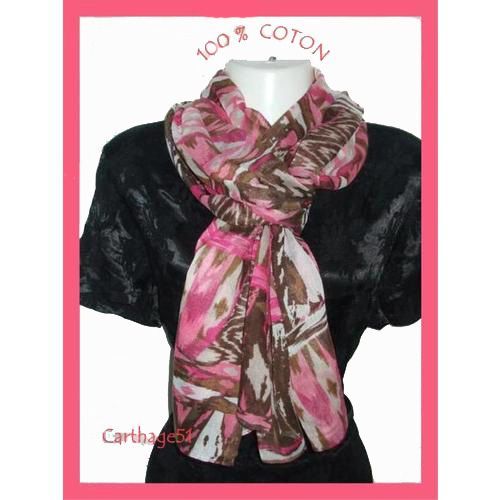 Foulard Cheche Echarpe À Motifs 100% Coton -  Nouveaute (Différents Coloris Dispos)