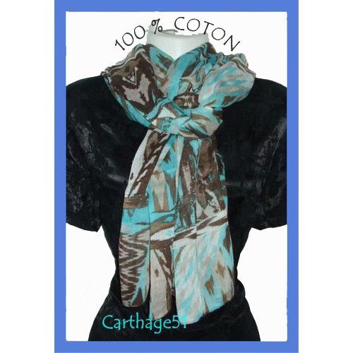 Foulard Cheche Echarpe À Motifs 100% Coton -  Nouveaute (Différents Coloris Dispos)