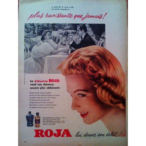 Publicite Ancienne (Fevrier 1957) Pour La Brillantine " Roja " : Roja Flore Et Roja Ricinee