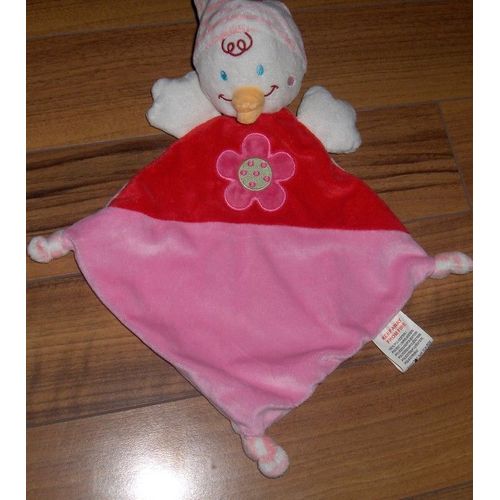 Doudou Plat Oiseau Poussin Canard Canne Oie Nicotoy Kiabi Rose Et Rouge