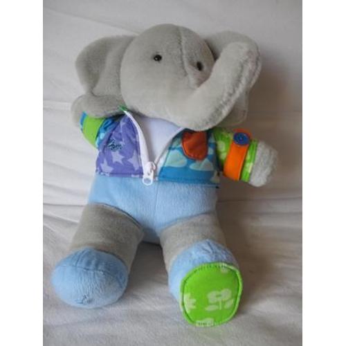 Peluche Pom Éléphant D'eveil Babar Pour Bébé De Lansay 30cm