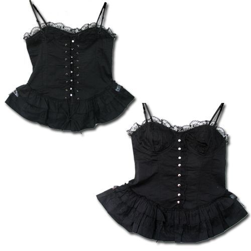 Bustier Noir Bretelle Dentelle Corset Haut T Shirt