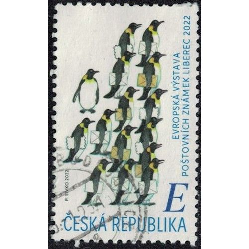 République Tchèque 2022 Oblitéré Used Pingouins Portant Des Lettres Y&t Cz 1024 Su