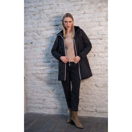 Laura Jo - Parka Imperméable Doublée Fourrure Avec Cordon - Noir