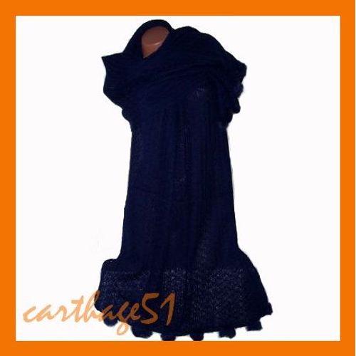 Etole Chale Pompon Écharpe Fourrure Noir Gris Ecru Marron Violet Angora - Neuve