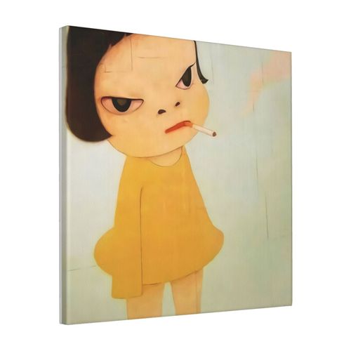 Canevas imprimer Fumer Girl Yoshimoto Nara Peinture petite fille mignonne Impression sur toile Roulée Tableau Art Décoration Murale / Sans cadre 40X50cm