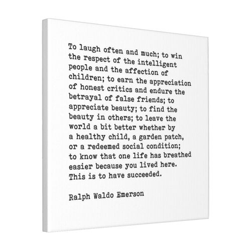 Canevas imprimer Pour rire souvent et beaucoup, succès, Ralph Waldo Emerson cite Impression sur toile Roulée Tableau Art Décoration Murale / Sans cadre 40X50cm
