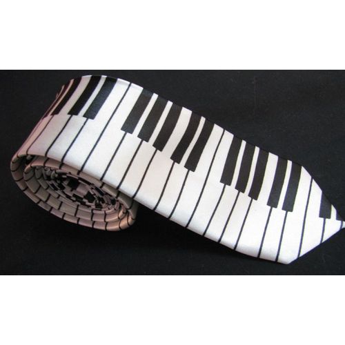Cravate Motif Clavier Piano Noir Fine