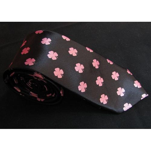 Cravate Noir Fine Fleur Rose