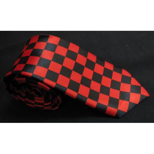 Cravate Noir Rouge Carreau Rayé Fine