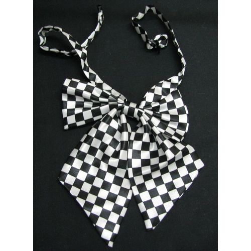 Lavallière Cravate Noeud Papillon Blanc Carreau Noir