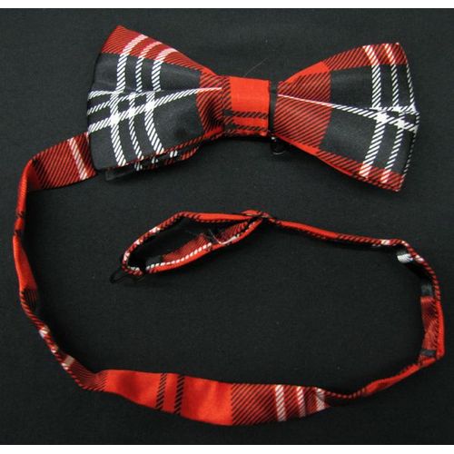 Cravate Noeud Papillon Lavallière Rouge Noir Raye Carreau Écossaises Taille Réglable Largeur 12 Cm