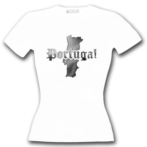T-Shirt Femme Portugal Blanc & Argent Métalisé
