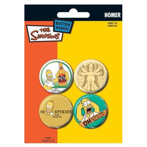 Simpsons Pack 4 Badges Homer