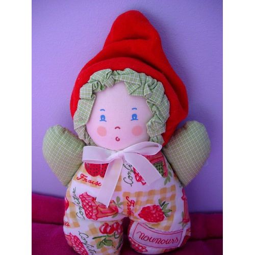 Lutin Avec Son Bonnet En Velours Rouge 16 Cm  - Nounours