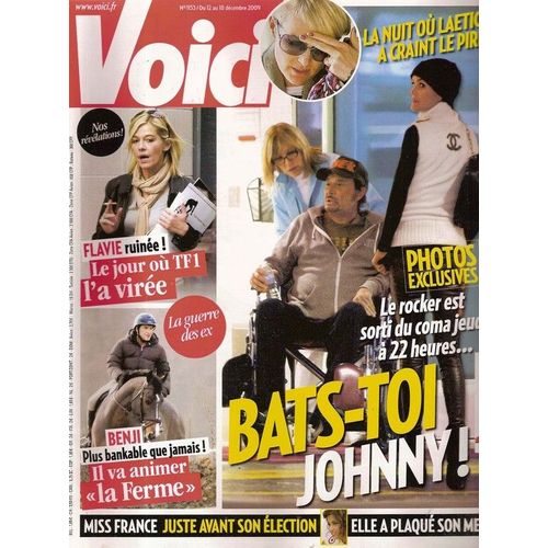 Voici   N° 001153 : Johnny Hallyday & Laeticia, Flavie Flament, Benjamin Castaldi, Malika Ménard, Miss France 2010, Nicolas Cazalé (Interview) Jude Law, Isabelle Adjani, Katie Holmes, Tiger Woods
