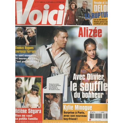 Voici   N° 777 : 2002 Helene Segara/Kylie Minogue/Alizee/Laurence Ferrari/Penelope Cruz/Tom Cruise/Lorie/Flavie Flament/Anastacia/Rolf Eden/Minority Report/Gerard Lanvin
