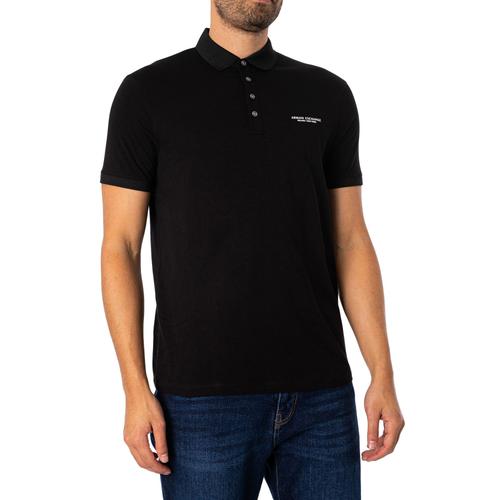 Armani Exchange Polo De Marque Sur La Poitrine, Noir