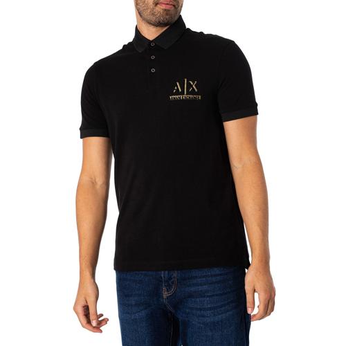 Armani Exchange Polo À Logo Sur La Poitrine, Noir