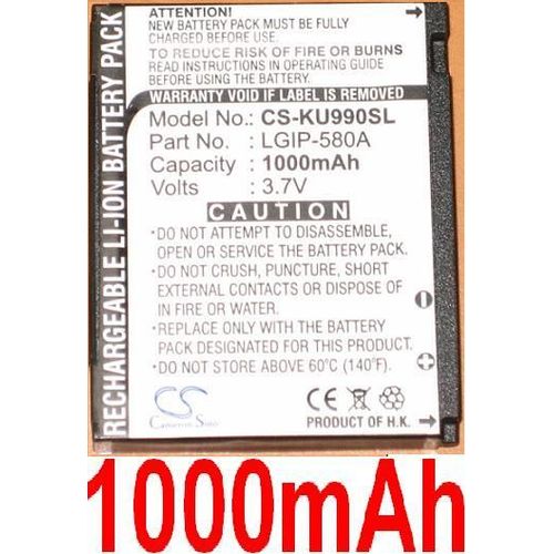 Batterie  Lithium-Ion 3.7 V  1000mah D'origine  Lg Ku990 Viewty