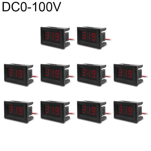 10 PCS 0.36 inch Tensiomètre numérique avec coque, écran couleur, Tension de mesure: DC 0-100V (rouge)