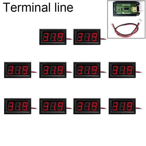 10 PCS 0.56 inch 2 Tensiomètre numérique avec coque, Afficheur de couleur, Tension de mesure: DC 4.5-30V (Rouge)