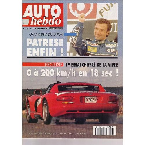Auto Hebdo - Patrese Enfin ! N° 853