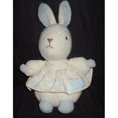 Doudou Lapin Blanc Oreilles Vichy Robe